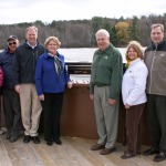 Celebrating the Nicklaus Family Bridge renovation: Sarah Williams, Sue Weith, Larry Hampel, Gene Bebel, Greg Nicklaus, Kay Nicklaus, Ron Nicklaus, Brenda Mueller, Todd Nicklaus, Tom Mueller